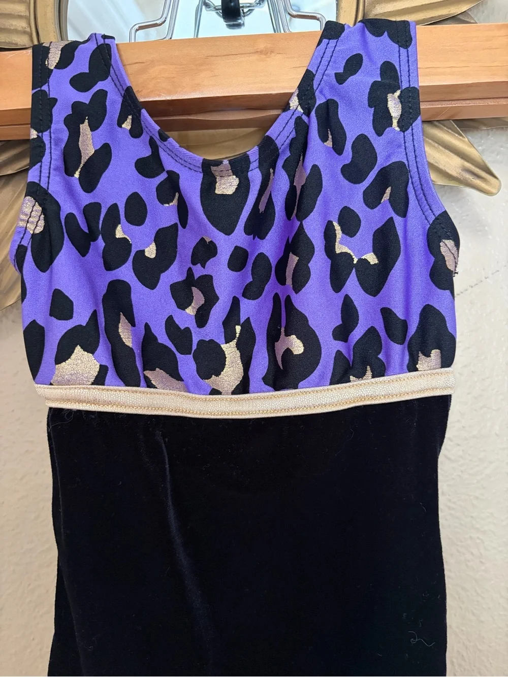 CUTE Vintage Destria Gymnast Outfit for a Little Girl SZ XS Velvet Animal Print